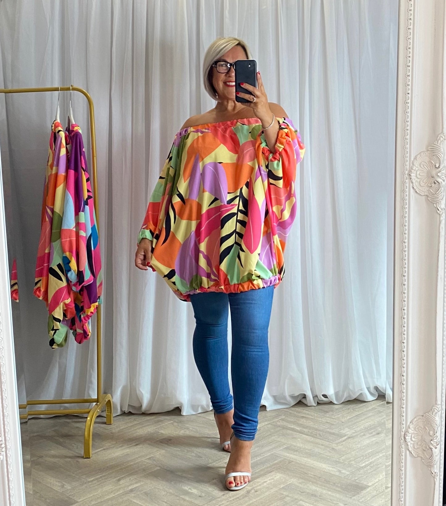 Oversized Yellow Multi Patterned Top