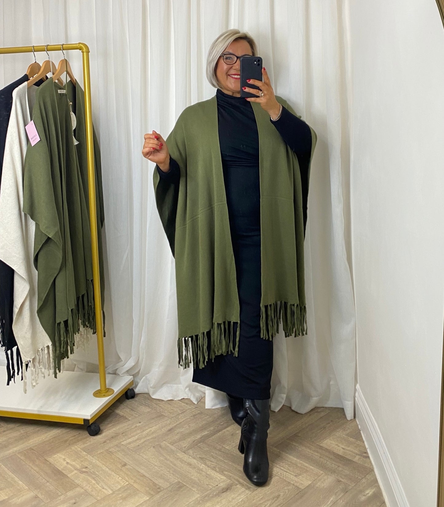 Khaki Tassel Shawl