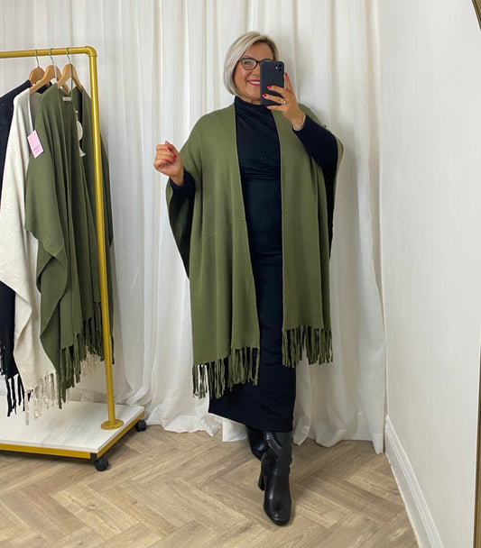 Khaki Tassel Shawl