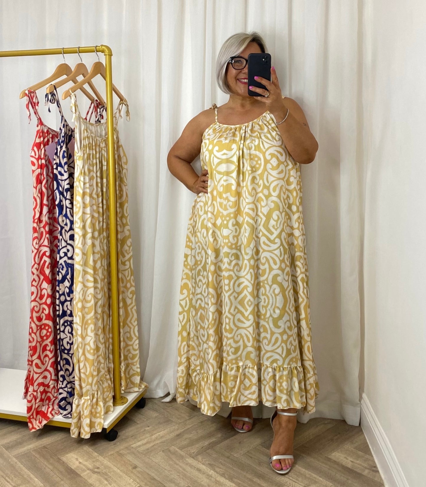 Yellow Frill Hem Maxi Dress