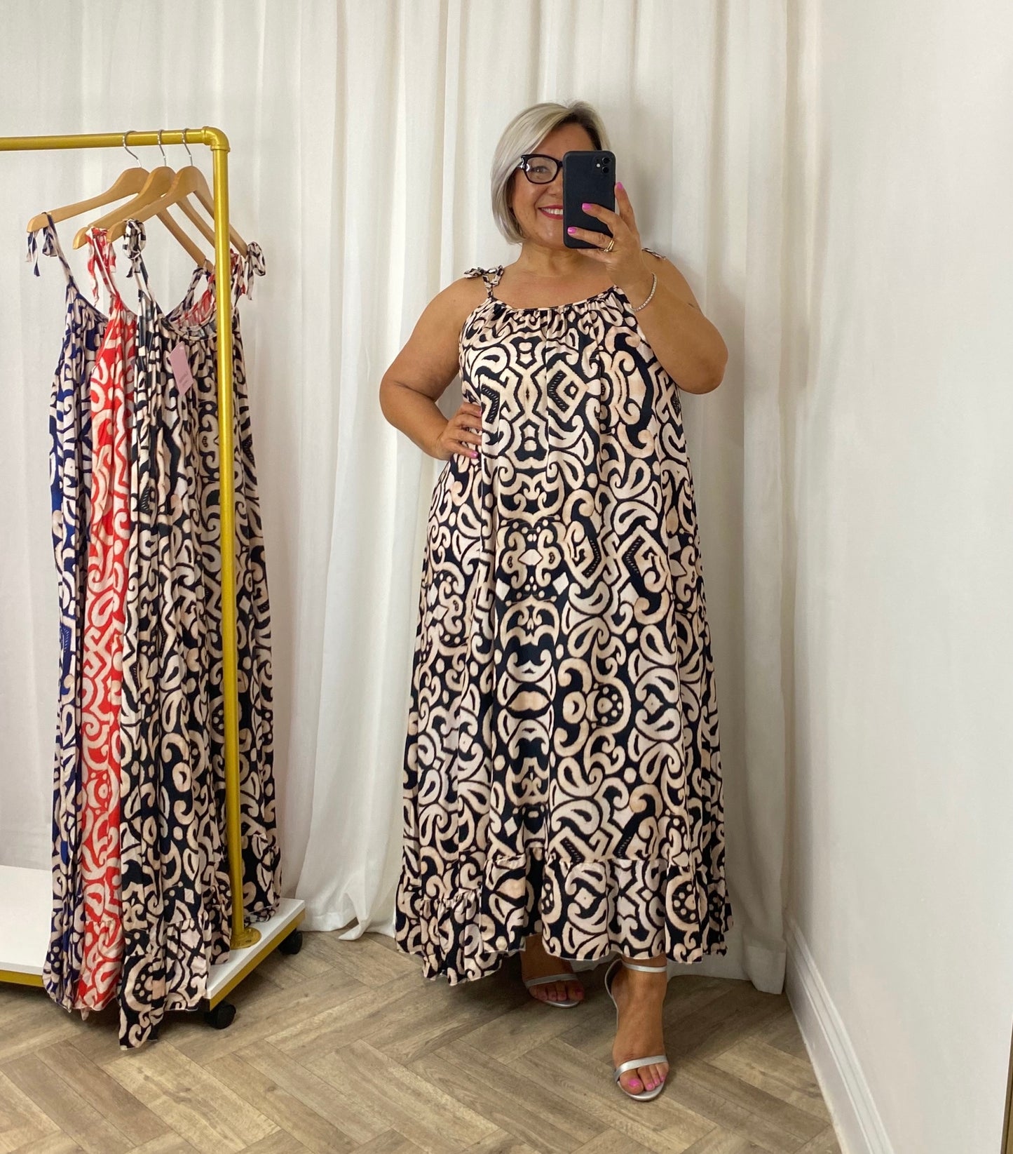Black Frill Hem Maxi Dress