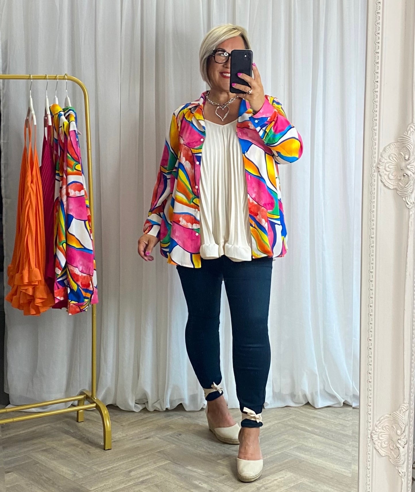 White Multi Colour Shirt